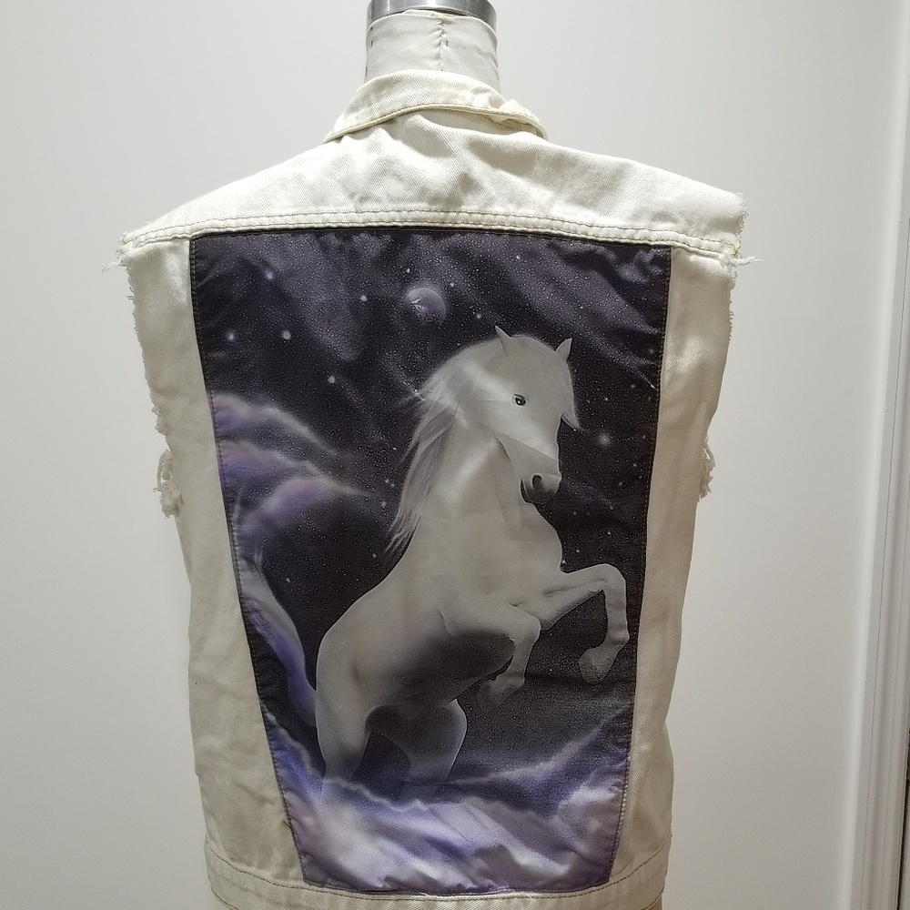 Urban Outfitters White House Unicorn Denim Vest